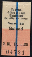 21/10/80 , SAANEN - GSTAAD , TICKET DE FERROCARRIL , TREN , TRAIN , RAILWAYS - Europa