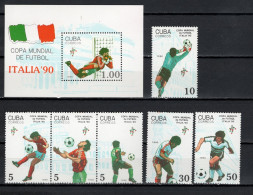 Cuba 1990 Football Soccer World Cup Set Of 6 + S/s MNH - 1990 – Italia