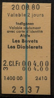 20/08/80 , AIGLE , LES BOVETS - LES DIABLERETS , TICKET DE FERROCARRIL , TREN , TRAIN , RAILWAYS - Europe