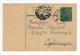 1935. KINGDOM OF YUGOSLAVIA,MACEDONIA,TPO 6 DJEVDJELIJA - SKOPJE,STATIONERY CARD,USED TO SUBOTICA - Postal Stationery