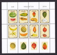 323 ARUBA 2014 - Y&T 807/14 + Vignette - Fruit Pasteque Papaye Mangue Banane Melon Grenade - Neuf **(MNH) Sans Charniere - Curacao, Netherlands Antilles, Aruba