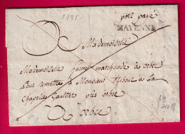 MARQUE PORT PAYE MAYENNE 1791 LENAIN N°4 INDICE 19 POUR ORBEC CALVADOS LETTRE - 1701-1800: Voorlopers XVIII