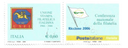 (REPUBBLICA ITALIANA) 2006, UNIONE STAMPA FILATELICA ITALIANA - Serie Di 1 Francobollo Usato Con Appendice - 2001-10: Afgestempeld