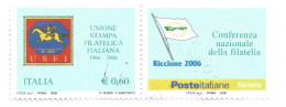 (REPUBBLICA ITALIANA) 2006, UNIONE STAMPA FILATELICA ITALIANA - Serie Di 1 Francobollo Usato Con Appendice - 2001-10: Used