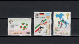 Ecuador 1990 Football Soccer World Cup Set Of 3 MNH - 1990 – Italia