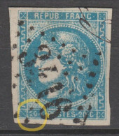 DEGRADATION Du 20c Sur N°46A CASE 4 Limite BLEU FONCE LUXE - 1870 Emission De Bordeaux