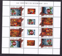 323 ARUBA 2014 - Y&T 815/18 X 2 En Feuille + Vignette - Noel Boule Cloche Bougie Etoile - Neuf ** (MNH) Sans Charniere - Curaçao, Antille Olandesi, Aruba