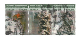 (REPUBBLICA ITALIANA) 2011, FATTI D'ARME - Trittico Usato, Timbro Giorno Di Emissione - 2011-20: Gebraucht