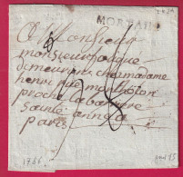 MARQUE MORTAIN MANCHE 1786 LENAIN N°2A INDICE 15 POUR PARIS TAXE MODIFIE 8 / 9 LETTRE - 1701-1800: Precursori XVIII