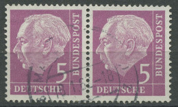 Bund 1954 Th. Heuss I Bogenmarken 179 Waag. Paar Gestempelt - Oblitérés