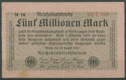Dt. Reich 5 Millionen Mark 1923, Firmendruck, Ro 104 C Gebraucht (K847) - 5 Miljoen Mark