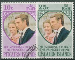 Pitcairn 1973 Hochzeit Von Prinzessin Anne Und Mark Phillips 135/36 Gestempelt - Pitcairn Islands