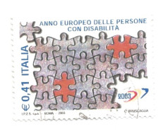 (REPUBBLICA ITALIANA) 2003, ANNO EUROPEO DELLE PERSONE CON DISABILITÀ - Serie Di 1 Francobollo Usato - 2001-10: Oblitérés