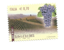 (REPUBBLICA ITALIANA) 2013, VINI ITALIANI, BARBERA D'ASTI DOCG - 1 Francobollo Usato - 2011-20: Used
