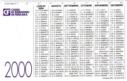 Calendarietto - Cassa Di Risparmio Di Ferrara - Anno 2000 - Petit Format : 1991-00