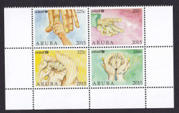 323 ARUBA 2015 - Y&T 838/41 - UNICEF Main Enfant Adulte - Neuf ** (MNH) Sans Charniere - Curaçao, Nederlandse Antillen, Aruba