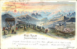 12009361 Rigi Kulm Sonnenaufgang Kuenstler Postkarte Rigi Kulm - Other & Unclassified