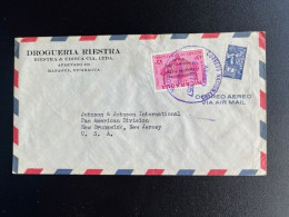 NICARAGUA 1957 AIR MAIL LETTER MANAGUA TO NEW BRUNSWICK USA 04-09-1957 - Nicaragua