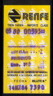 ESPAÑA , RENFE  , TICKET DE FERROCARRIL , TREN , TRAIN , RAILWAYS - Europe