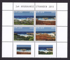 323 ARUBA 2015 - Y&T 871/74 + Vignette - Plage - Neuf ** (MNH) Sans Charniere - Curaçao, Nederlandse Antillen, Aruba