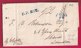 MARQUE PP ESTAFETTE EN BLEU 1830 PARIS POTHION 2764 INDICE 21 POUR LONDRES LONDON ANGLETERRE LETTRE - 1801-1848: Précurseurs XIX