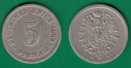 5 Pfennig Kaiserreich EMPIRE Kl. Adler 1889 G Jäger 3 Tiefer Stehende 9   (32614 - 5 Pfennig