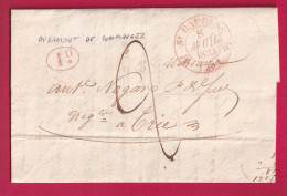 CAD TYPE 12 EN ROUGE ST GAUDENS HAUTE GARONNE 1833 DECIME RURAL DE MIRAMONT DE COMMINGES TYPE 13 TRIE EN ROUGE LETTRE - 1801-1848: Voorlopers XIX