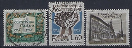 Italy 1958  10 Jahre Verfassung  (o) Mi.1007-1009 - 1946-60: Afgestempeld