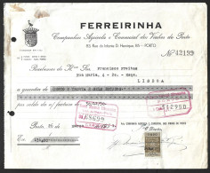 Port Wine. Receipt From Ferreirinha 1951. Companhia Agrícola Do Vinho Do Porto. Leo. Cross Of Christ. Portwijn. Portwein - Giraffen