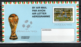 Guyana 1990 Football Soccer World Cup Commemorative Aerogramme With Silver Overprint MNH - 1990 – Italy