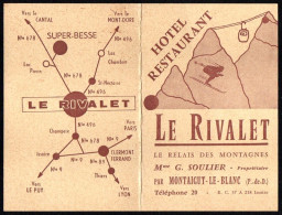 Le Rivalet Le Relais Des Montagne Mme G Soulier Montaigut Le Blanc Carte Et Note Restaurant 24 Mars 1968 - 1950 - ...