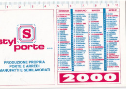 Calendarietto - Styl Porte - Rivalta - Torino - Anno 2000 - Petit Format : 1991-00