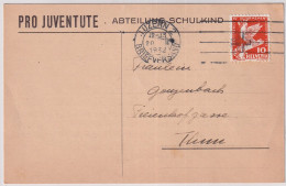 Zumst. 186 / Mi. 251 Auf Pro Juventute Abteilung Schulkind Karte Werbeflagge SCHWEIZERKREUZ MIT 5 LINIEN - Lettres & Documents