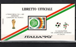 Italy 1990 Football Soccer World Cup Stamp Booklet With 1 Pane Of Stamps + 3 Panes Vignettes MNH - 1990 – Italy