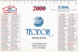 Calendarietto - TEODORI - Maglieria - Jesi - Ancona - Anno 2000 - Petit Format : 1991-00