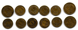 (Monnaies). France. Lot N°5. 1 Fr 1932 X2, 1938 X2, 1940 X3, 1941 X2 Et 2 Fr 1936, 1939, 1941 - Other & Unclassified