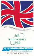 Japan Tamura 50u Old Private 110 - 69395 GB Great Britain Flag 1989 Travel Agency - 1 Hole Use Only - Japon