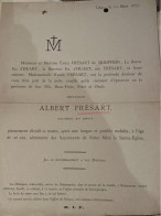 Monsieur Albert Fresart Docteur En Droit *1851+1877 Robermont Natoye D’Huart Fresart De Mouffrin - Obituary Notices