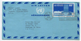 UNITED NATIONS: 1975 UC12 18c Aerogramme Sent To CHILE - Aéreo