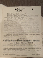 Douairiere Clotilde Delvaux Veuve Messire Van Grave *1841 Rochefort +1912 Avennes Filaine Royer Elens Fabri Lamotte - Esquela