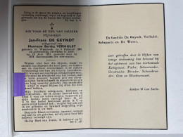 Devotie DP - Overlijden Jan De Geyndt Echtg Verhulst - Wambeek 1876 - Jette 1951 - Todesanzeige