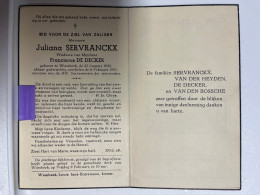 Devotie DP - Overlijden Juliana Servranckx Wwe De Decker - Wambeek 1859 - 1951 - Obituary Notices