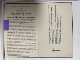 Devotie DP - Overlijden François De Paepe Wwe Van Der Meersschaut - Beirlegem 1861 - Moortsele 1951 - Esquela