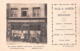 MIRIBEL (Ain) - Café-Restaurant De La Poste, Antoine Grolet, 93 Grande Rue - Ecrit, Note Au Verso (2 Scans) - Non Classés