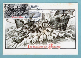 Carte Maximum Monaco 1984 - Les Moutons De Panurge YT 1452 - Maximum Cards