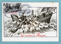 Carte Maximum Monaco 1984 - Les Moutons De Panurge YT 1452 - Cartoline Maximum