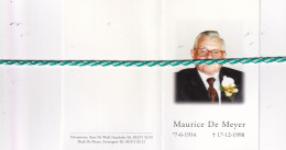 Maurice De Meyer-Beelaert, Merendree 1914, Drongen 1998. Oud-strijder 40-45; Foto - Décès