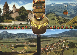 11979450 Gruyeres FR Luftseilbahn Fliegeraufnahme Burg  Gruyeres - Andere & Zonder Classificatie