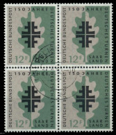 SAAR OPD 1958 Nr 437 Zentrisch Gestempelt VIERERBLOCK X79C67A - Gebraucht