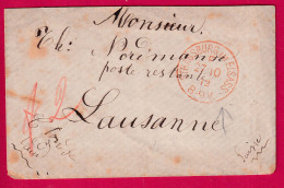 GUERRE 1870 CAD ALLEMAND STRASBOURG BAS RHIN EN ROUGE POUR LAUSANNE SUISSE FRANCHISE MILITAIRE LETTRE - Guerra Del 1870